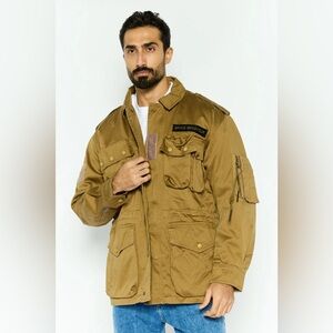 Diesel J-Loyd Men's Jacket Brown Drawstring Waist Patch Pockets Full Zip